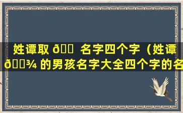 姓谭取 🐠 名字四个字（姓谭 🌾 的男孩名字大全四个字的名字）